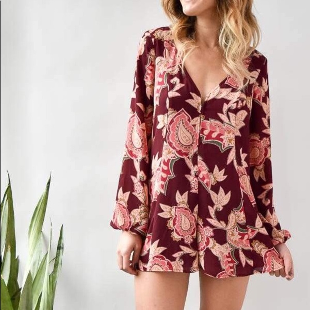 Show Me Your MuMu Bailey Paisley Romper Vino Vine